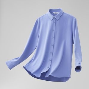 Uniqlo Rayon Long Sleeve Blouse Button Up